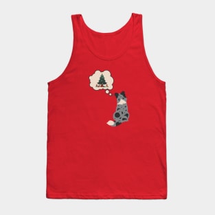 Blue Merle Shetland Sheepdog Christmas Tree and Gifts Tank Top